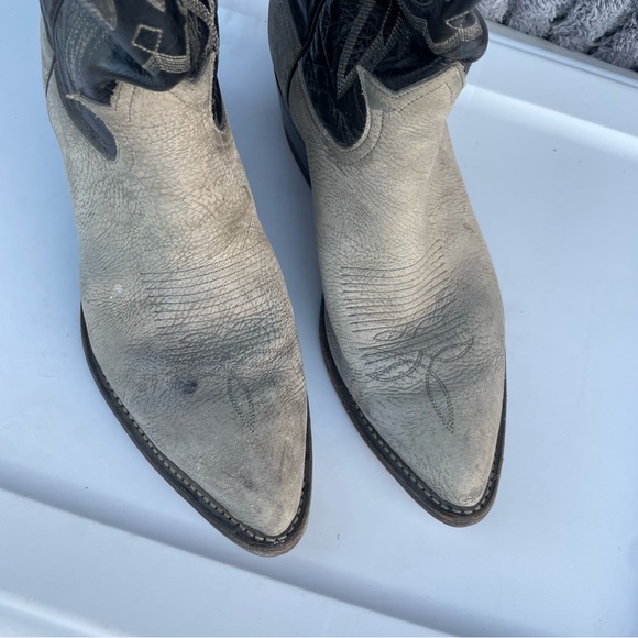Tony lama cowboy boots black gray pointed toe men’s size 8.5 leather - Picture 2 of 9